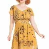 Voodoo Vixen Posy Yellow Butterfly Dress