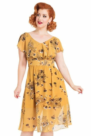 Voodoo Vixen Posy Yellow Butterfly Dress 1 Voodoo Vixen Posy Yellow Butterfly Dress