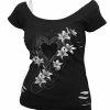 Spiral Pure Of Heart - 2In1 White Ripped Top Black