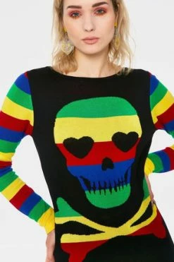 JAWBREAKER Rainbow Skull Sweater 11 JAWBREAKER Rainbow Skull Sweater -Clorhing Shop rainbow skull sweater jawbreaker 5 300x