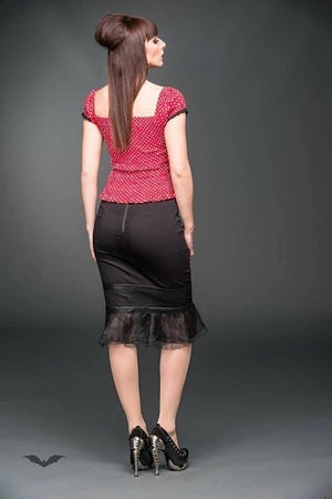 QUEEN OF DARKNESS Red Corsage Rockabilly Top With White Polka Dots 2 QUEEN OF DARKNESS Red Corsage Rockabilly Top With White Polka Dots - Image 2