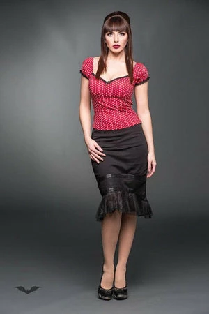 QUEEN OF DARKNESS Red Corsage Rockabilly Top With White Polka Dots 3 QUEEN OF DARKNESS Red Corsage Rockabilly Top With White Polka Dots - Image 3