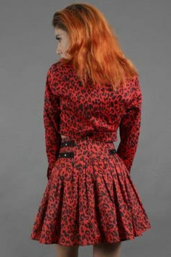 JAWBREAKER Red Leopard Print Studded Skirt -Clorhing Shop red leopard print studded skirt jawbreaker 7 300x