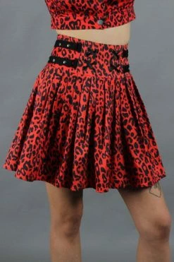 JAWBREAKER Red Leopard Print Studded Skirt -Clorhing Shop red leopard print studded skirt jawbreaker 8 300x
