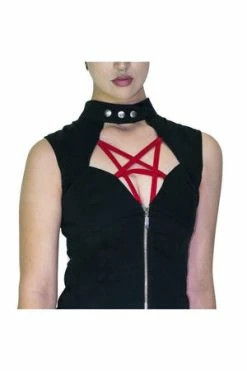 Dr Faust Red Pentagram Black Mini Dress - Francie 7 Dr Faust Red Pentagram Black Mini Dress - Francie -Clorhing Shop red pentagram black mini dress francie dr faust 3 300x