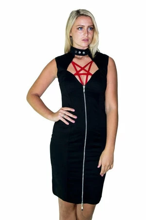 Dr Faust Red Pentagram Black Mini Dress - Francie 4 Dr Faust Red Pentagram Black Mini Dress - Francie - Image 4