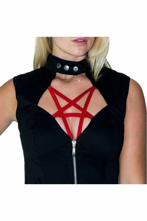 Dr Faust Red Pentagram Black Mini Dress - Francie 5 Dr Faust Red Pentagram Black Mini Dress - Francie - Image 5