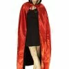 Dr Faust Red Silk And Black Velvet Reversible Pointed Hooded Cape - Juliana