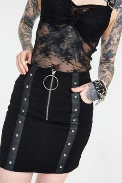 JAWBREAKER Release Me Black Denim Skirt -Clorhing Shop release me black denim skirt ska 3739 03.994 300x