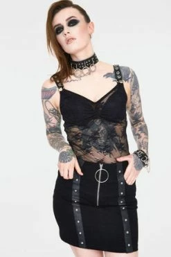 JAWBREAKER Release Me Black Denim Skirt