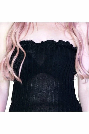 Dr Faust Ribbed Stretchy Soft Knitted Bodycon Black Mini Dress - Bonnie 3 Dr Faust Ribbed Stretchy Soft Knitted Bodycon Black Mini Dress - Bonnie - Image 3