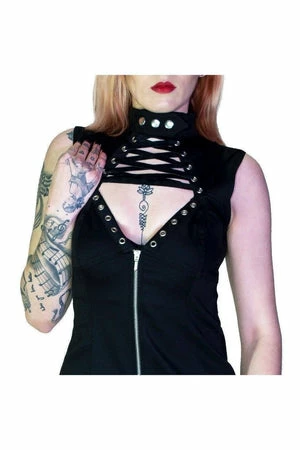 Dr Faust Ribbon Lace-Up Choker Black Mini Dress - Margery 3 Dr Faust Ribbon Lace-Up Choker Black Mini Dress - Margery - Image 3