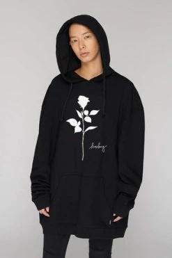 Long Clothing Rose Over Hooded Sweatshirt - Unisex