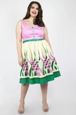 Voodoo Vixen Sabrina Watermelon Border Print Flared Dress -Clorhing Shop sabrina watermelon border print flared dress voodoo vixen 14 300x