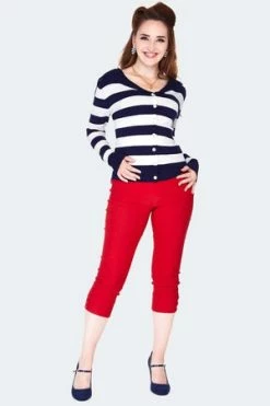 Voodoo Vixen Sailor Collar Stripe Cardigan -Clorhing Shop sailor collar stripe cardigan caa 3600 02.1167 300x