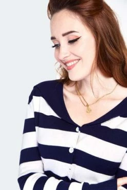 Voodoo Vixen Sailor Collar Stripe Cardigan -Clorhing Shop sailor collar stripe cardigan caa 3600 04.1167 300x