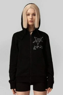 Long Clothing Satan Loves You Zip Hoodie - Unisex