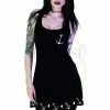 Dr Faust Seafarer White Anchors Black Mini Dress - Liv