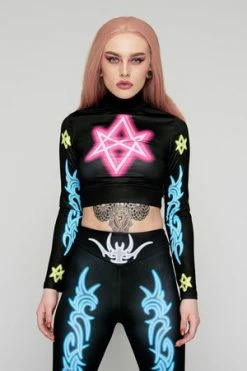 Long Clothing Sexagram Long Sleeve Crop Top