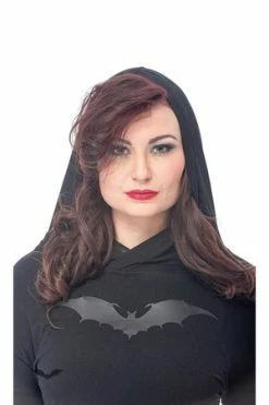 QUEEN OF DARKNESS Short Long-Sleeved Shirt With Hood And Bat Print -Clorhing Shop short long sleeved shirt with hood and bat print queen of darkness 3 300x