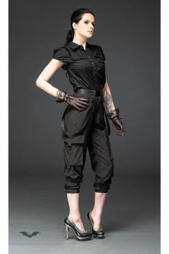 QUEEN OF DARKNESS Shortsleeved Blouse With Black Buttons -Clorhing Shop shortsleeved blouse with black buttons queen of darkness 3 300x