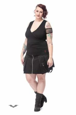 QUEEN OF DARKNESS Shoulder-Free Shirt With Mesh And Studs -Clorhing Shop shoulder free shirt with mesh and studs queen of darkness 4 300x