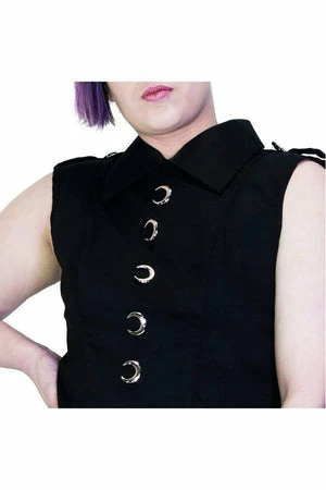 Dr Faust Silver Moon Buttons Black Plus Size Midi Dress - Vanda 3 Dr Faust Silver Moon Buttons Black Plus Size Midi Dress - Vanda - Image 3