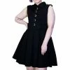 Dr Faust Silver Moon Buttons Black Plus Size Midi Dress - Vanda