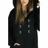 Dr Faust Silver Moon Buttons Nu Goth Women's Black Hoodie - Ximena
