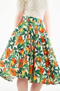 Voodoo Vixen Cherie Tropical Fruit Print Flare Skirt -Clorhing Shop ska 3632 bi 02 300x