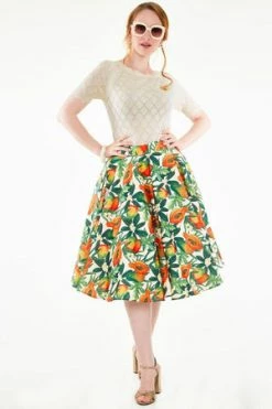 Voodoo Vixen Cherie Tropical Fruit Print Flare Skirt -Clorhing Shop ska 3632 bi 03 300x