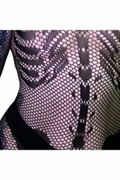 Dr Faust Skeleton Printed Fish Net Black Sheer Mini Dress - Sabine -Clorhing Shop skeleton printed fish net black sheer mini dress sabine dr faust 3 300x
