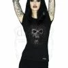 Dr Faust Skull In A Cobweb Black T-Shirt - Celeste