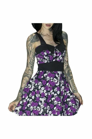 Dr Faust Skulls And Purple Roses Mini Dress - Michelle 2 Dr Faust Skulls And Purple Roses Mini Dress - Michelle - Image 2