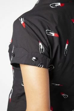 Voodoo Vixen Skylar Lipstick Embroidery Shirt -Clorhing Shop skylar lipstick embroidery shirt voodoo vixen 3 300x
