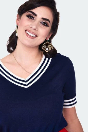 Voodoo Vixen Stripe Neckline Short Sleeve Top 4 Voodoo Vixen Stripe Neckline Short Sleeve Top - Image 4