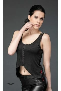 QUEEN OF DARKNESS Summery Gothic Top With Buckles On The Sides -Clorhing Shop summery gothic top with buckles on the sides queen of darkness 3 300x