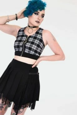JAWBREAKER Teen Spirit Tartan Crop Top -Clorhing Shop teen spirit black tartan crop top tpa 2502 01.1001 300x