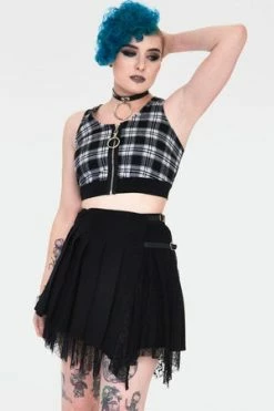 JAWBREAKER Teen Spirit Tartan Crop Top -Clorhing Shop teen spirit black tartan crop top tpa 2502 02.1001 300x