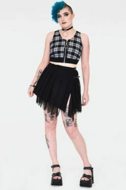 JAWBREAKER Teen Spirit Tartan Crop Top -Clorhing Shop teen spirit black tartan crop top tpa 2502 03.1001 300x