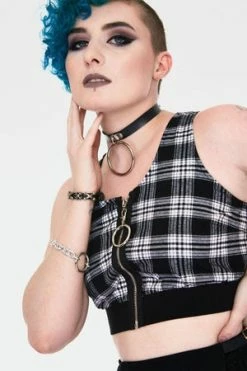 JAWBREAKER Teen Spirit Tartan Crop Top -Clorhing Shop teen spirit black tartan crop top tpa 2502 04.1001 300x