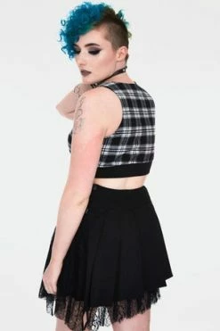 JAWBREAKER Teen Spirit Tartan Crop Top -Clorhing Shop teen spirit black tartan crop top tpa 2502 05.1001 300x