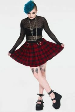 JAWBREAKER Teen Spirit Tartan Pleated Skirt -Clorhing Shop teen spirit red tartan pleated skirt ska 3740 01.995 300x