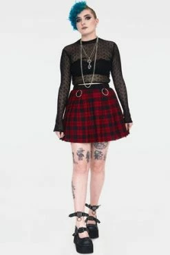 JAWBREAKER Teen Spirit Tartan Pleated Skirt -Clorhing Shop teen spirit red tartan pleated skirt ska 3740 03.995 300x