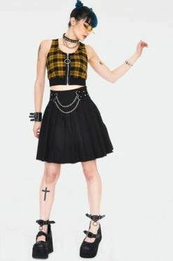 JAWBREAKER Teen Spirit Tartan Crop Top -Clorhing Shop teen spirit yellow tartan crop top tpa 2503 03.1002 300x