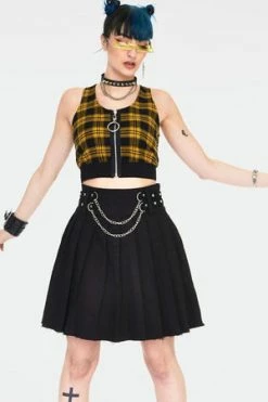JAWBREAKER Teen Spirit Tartan Crop Top -Clorhing Shop teen spirit yellow tartan crop top tpa 2503 04.1002 300x