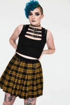 JAWBREAKER Teen Spirit Tartan Pleated Skirt -Clorhing Shop teen spirit yellow tartan pleated skirt ska 3735 01.990 300x