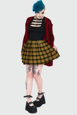 JAWBREAKER Teen Spirit Tartan Pleated Skirt -Clorhing Shop teen spirit yellow tartan pleated skirt ska 3735 02.990 300x
