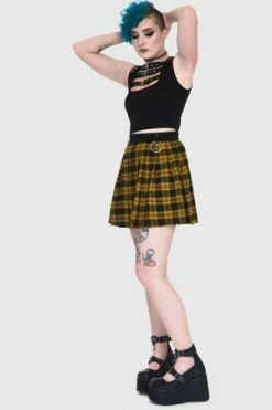 JAWBREAKER Teen Spirit Tartan Pleated Skirt -Clorhing Shop teen spirit yellow tartan pleated skirt ska 3735 03.990 300x