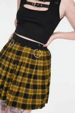 JAWBREAKER Teen Spirit Tartan Pleated Skirt -Clorhing Shop teen spirit yellow tartan pleated skirt ska 3735 04.990 300x